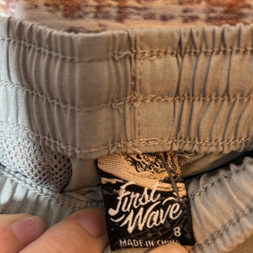First Wave Pull-On Crosshatch Synthetic Shorts Gray 8 Big Boys
